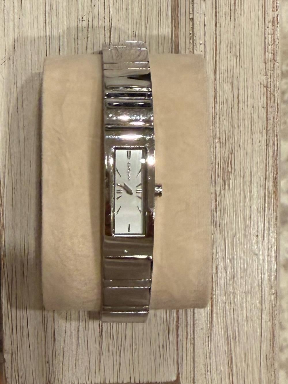 DKNY Silver Tone Rectangular Bracelet Watch- small wrist/kids